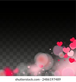 Hearts Confetti Falling Background. St. Valentine's Day pattern. Romantic Scattered Hearts Wallpaper. Love. Sweet Moment. Gift. Cute Element of Design for Flyers.