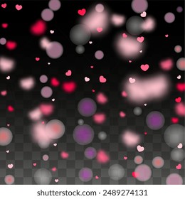 Hearts Confetti Falling Background. St. Valentine's Day pattern. Romantic Scattered Hearts Wallpaper. Love. Sweet Moment. Gift. Cute Element of Design for Weddings.