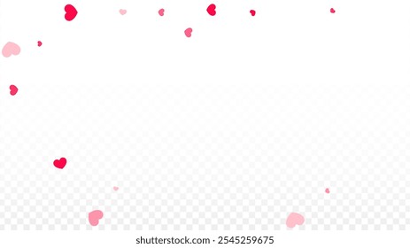 Hearts Confetti Falling Background. St. Valentine's Day pattern. Romantic Scattered Hearts Wallpaper. Vector Illustration. Cute Element of Design for Weddings.