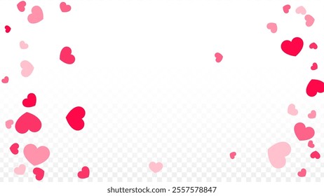 Hearts Confetti Falling Background. St. Valentine's Day pattern. Romantic Scattered Hearts Texture. Vector Illustration. Cute Element of Design for Flyers.