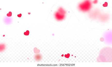 Hearts Confetti Falling Background. St. Valentine's Day pattern. Romantic Scattered Hearts Design Element. Love. Sweet Moment. Gift. Cute Element of Design for Banners.