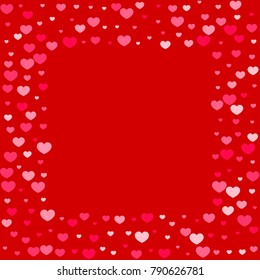 Hearts Confetti Falling Background. St. Valentine's Day pattern. Love. Sweet Moment. Vector Illustration. Element of Design for Cards, Banners, Posters, Flyers for Weddings, Anniversary, Mother Day.