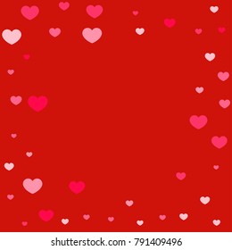 Hearts Confetti Falling Background. St. Valentine's Day pattern. Love. Sweet Moment. Vector Illustration. Element of Design for Cards, Banners, Posters, Flyers for Weddings, Anniversary, Mother Day.