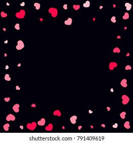 Hearts Confetti Falling Background. St. Valentine's Day pattern. Love. Sweet Moment. Vector Illustration. Element of Design for Cards, Banners, Posters, Flyers for Weddings, Anniversary, Mother Day.