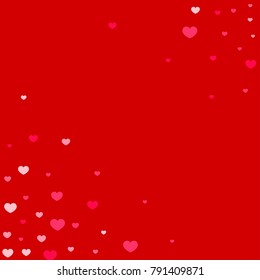 Hearts Confetti Falling Background. St. Valentine's Day pattern. Love. Sweet Moment. Vector Illustration. Element of Design for Cards, Banners, Posters, Flyers for Weddings, Anniversary, Mother Day.