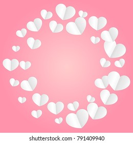 Hearts Confetti Falling Background. St. Valentine's Day pattern. Love. Sweet Moment. Vector Illustration. Element of Design for Cards, Banners, Posters, Flyers for Weddings, Anniversary, Mother Day.