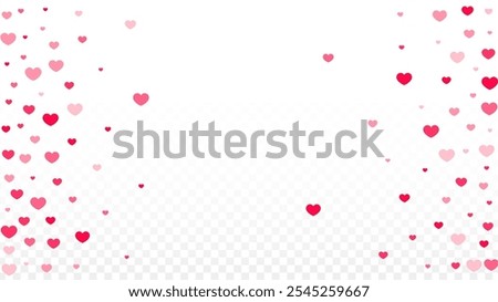 Hearts Confetti Falling Background. St. Valentine's Day pattern. Romantic Scattered Hearts Texture. Love. Sweet Moment. Gift. Cute Element of Design for Banners.