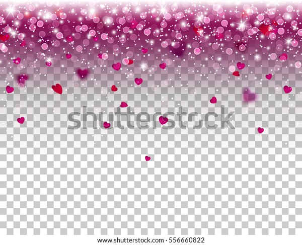 Hearts Confetti Falling Effect Glowing Lights Stock Vector (Royalty ...