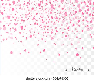 Hearts confetti isolated. Valentines vector template.