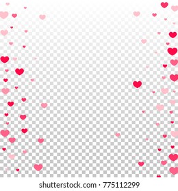 Hearts Confetti Random Falling Background. St. Valentine's Day pattern.  Romantic Hearts Texture. Love.Vector Illustration.Cute Element of Design for Cards, Banners, Posters, Weddings, Anniversary.