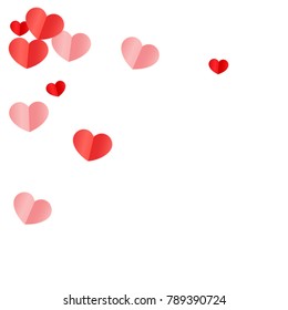 Hearts Confetti Random Falling Background. St. Valentine's Day pattern.  Romantic Scattered Hearts. Vector Illustration.Cute Element for Cards, Banners, Posters,  for Weddings, Anniversary, Birthday.
