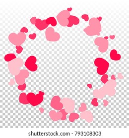 Hearts Confetti Random Falling Background. St. Valentine's Day pattern.  Romantic Scattered Hearts. Vector Illustration.Cute Element for Cards, Banners, Posters,  for Weddings, Anniversary, Birthday.