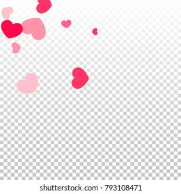 Hearts Confetti Random Falling Background. St. Valentine's Day pattern.  Romantic Scattered Hearts. Vector Illustration.Cute Element for Cards, Banners, Posters,  for Weddings, Anniversary, Birthday.