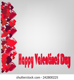 Hearts and congratulations Happy Valentine's Day.Abstract  hearts and the congratulatory text with Valentine's Day.