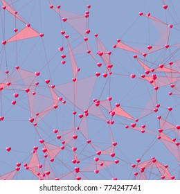 Hearts connected background for social network and Valentines Day