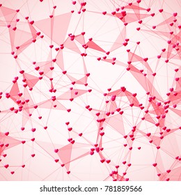 Hearts connected background for social network and Valentines Day