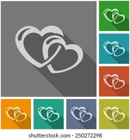 Hearts connection flat icon