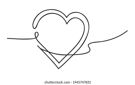Hearts. Continuous line art drawing. Friendship concept. Best friend forever. Black and white vector illustration