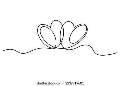 Hearts in continuous line art drawing style. Minimalist icon for love, lovers, relationships. vector illustration isolated on white background.