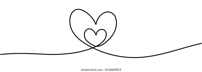 Hearts continuous line drawing. Family linear symbol. Motherhood sign. Vector illustration isolated on white.