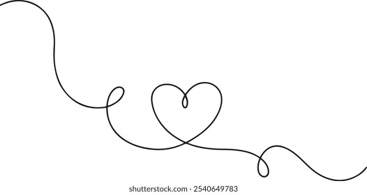 Hearts in Continuous Line.  Continuous one Line Drawing of Hearts