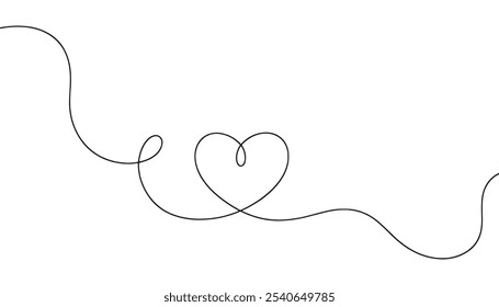 Hearts in Continuous Line.  Continuous one Line Drawing of Hearts
