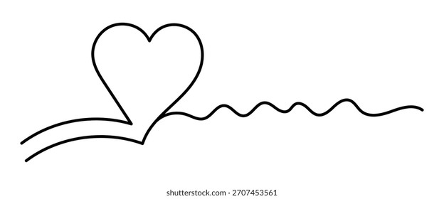 Hearts in continuous line. Continuous one line drawing of hearts
