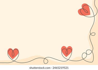 Hearts Continuous One Line Drawing Background template