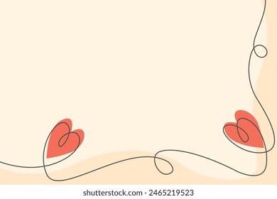 Hearts Continuous One Line Drawing Background template