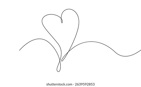 Hearts continuous one line drawing. love symbol one line print minimal art drawing. heart single lineart sketch. love symbol