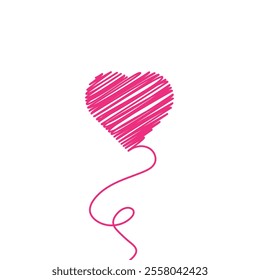 Hearts Continuous Scribble Line Drawing. Valentines day concept. Hearts Trendy Minimalist Illustration. Vector illustration