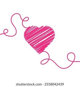 Hearts Continuous Scribble Line Drawing. Valentines day concept. Vector illustration