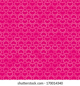 Hearts Contour Pattern in Shades of Pink, vector