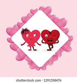 hearts couple emoticons characters