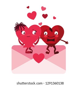 hearts couple in envelope emoticons