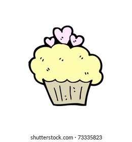caricatura de cupcake de corazones