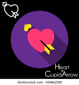 Hearts and cupid arrow