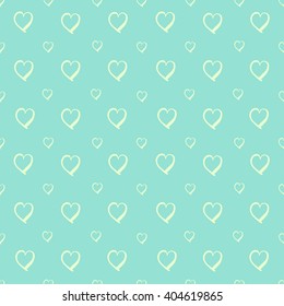 Hearts. Cute seamless pattern with white hand-draw hearts on a blue background. Babies fashion. Vector illustration, eps 10