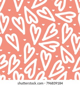 Hearts in the day of Valentine. Seamless pattern - vector