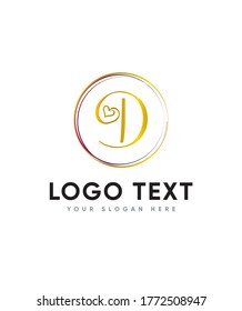 Hearts decorated letter type D logo template, Vector logo for business and company identity 