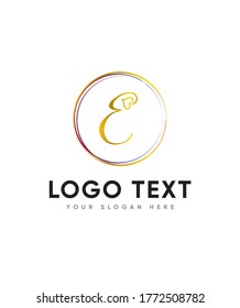 Hearts decorated letter type E logo template, Vector logo for business and company identity 