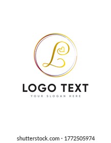 Plantilla de logotipo L tipo carta decorada con corazón, logotipo vector para identidad empresarial y de empresa 