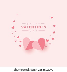 Banner de decoración cardíaca para valentinas elementos de día-Papel en forma de corazón volando sobre fondo rosa. Día de San Valentín, diseño de tarjetas de felicitación de cumpleaños