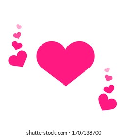 Decoración cardíaca para la invitación a la boda o decoración vectorial vectorial aislado en fondo blanco, idea de "me gusta" o decoración de amor color rojo y rosa