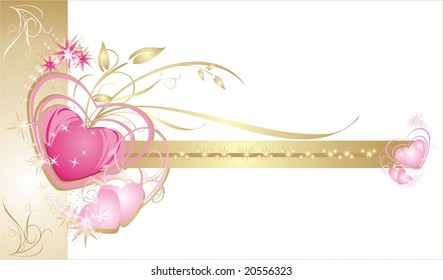 Hearts. Decorative frame. Wedding card. Vector