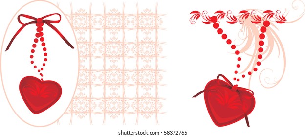 Hearts with decorative ornament for design. Vector