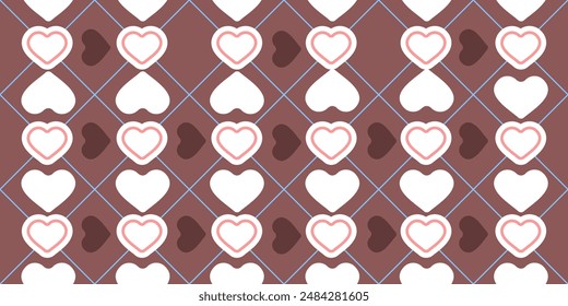 Hearts are depicted in a vector illustration. Seamless Abstract Pattern