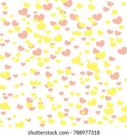 Hearts Design Background. Greeting Card Valentine Day. Vector illustration. Falling Confetti.