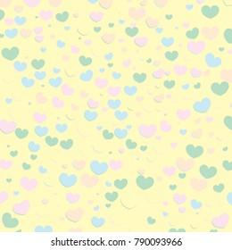 Hearts Design Background. Greeting Card Valentine Day. Vector illustration. Falling Confetti.