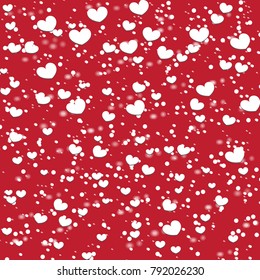 Hearts Design Background. Greeting Card Valentine Day. Vector illustration. Falling Confetti.